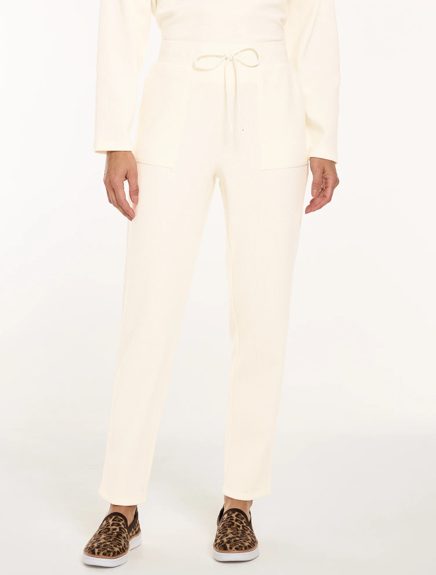 Ottoman Rib Tapered Leg Pants - Ivory - XL Talbots | Talbots