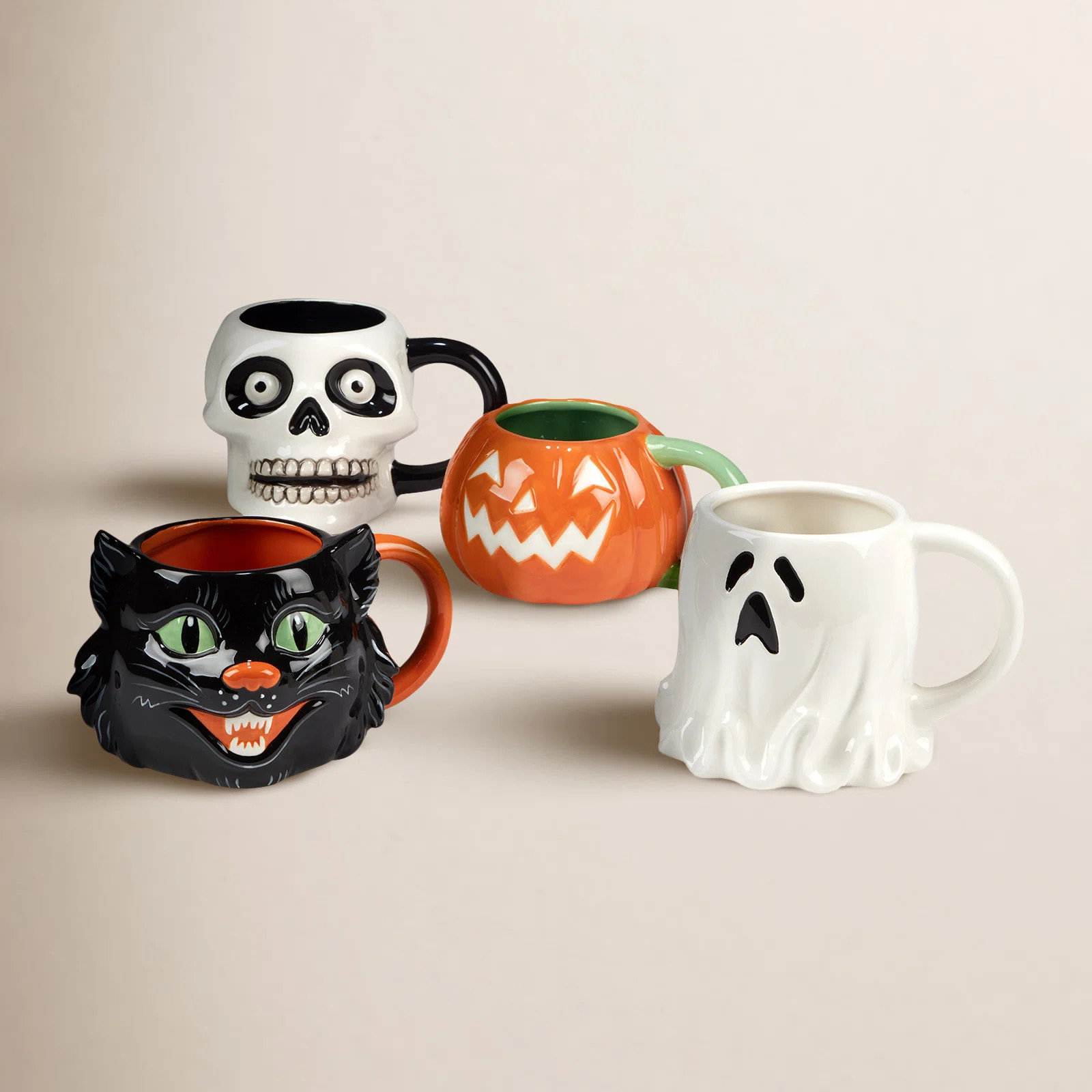 Certified International Scaredy Cat Set of 4 3-D Mug 22 Oz. Assorted | Birch Lane