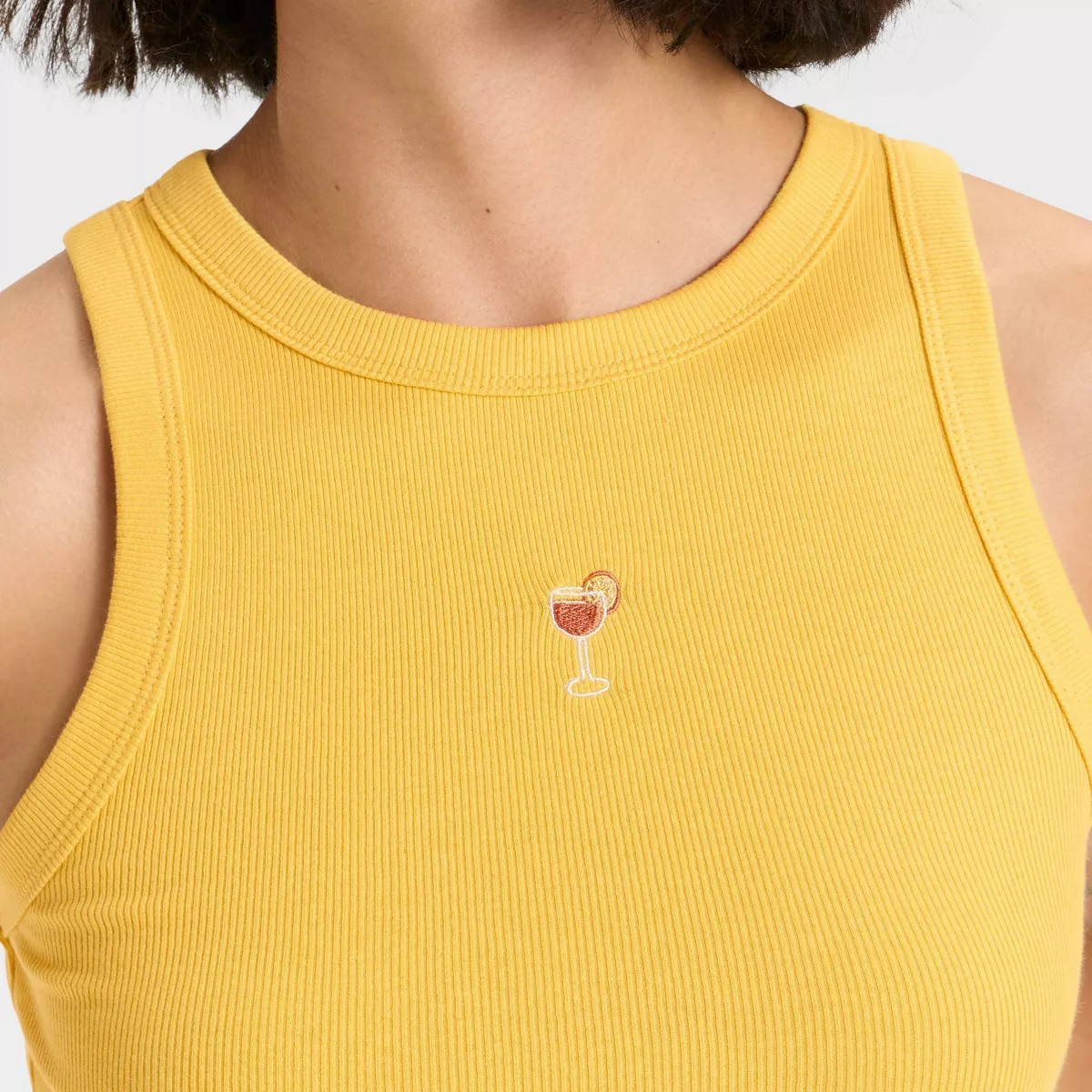 Women's Embroidered Icon Knit Tank Top - A New Day™ Yellow S | Target