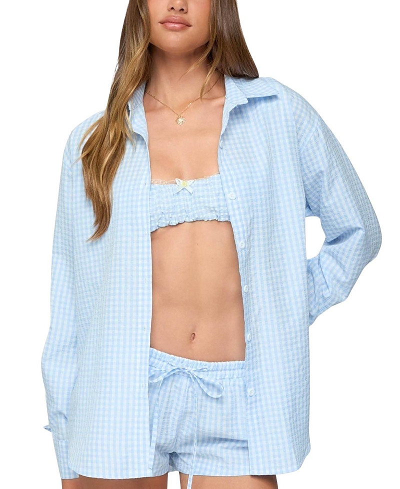 Edikted Yaffa Oversized Gingham Button Up Shirt | Bloomingdale's (US)