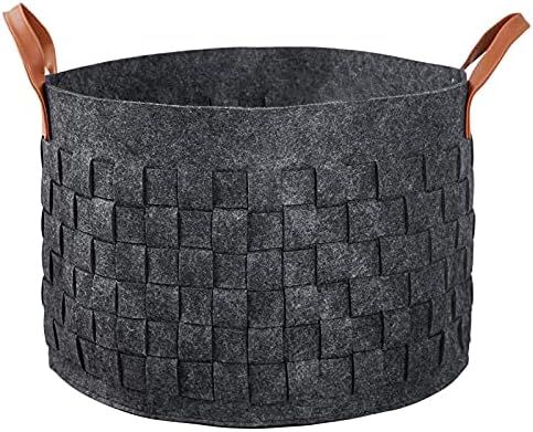 Large Storage Baskets, BOLDMONKEY Black Laundry Basket Nursery Woven Storage Basket Round for Toy... | Amazon (US)
