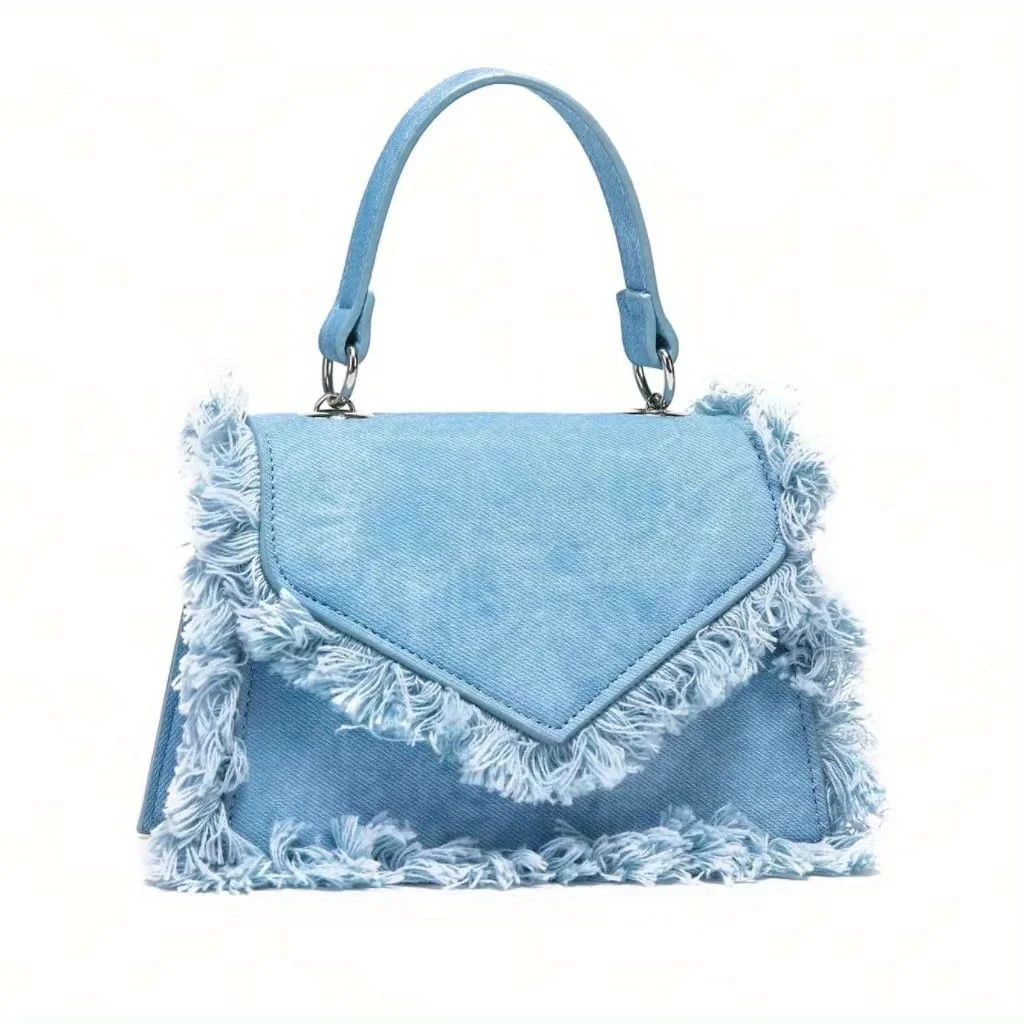 JUYGO Trendy Y2K Mini Denim Tassel Handbag - Stylish Chain Crossbody Bag with Adjustable Strap, F... | Walmart (US)