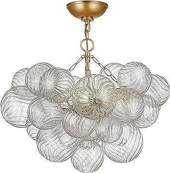 Longree Nordic Bubble Ball Swirled Glass Chandelier, Gild Gold and Clear Blown Glass Small Pendan... | Amazon (US)