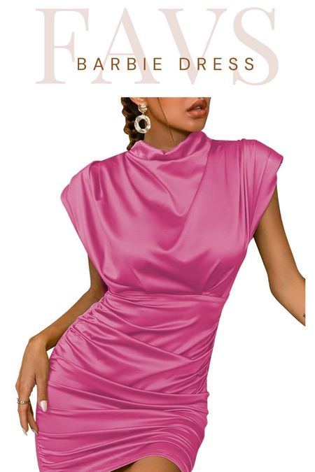 Cutest pink dress! Great for wedding guest option. Love the shoulder pads for added fun. 

#LTKunder50 #LTKwedding #LTKstyletip