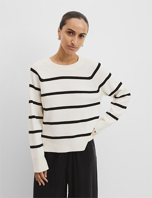 Organically Grown Cotton Linen Stripe Knit | David Jones (Australia & New Zealand)