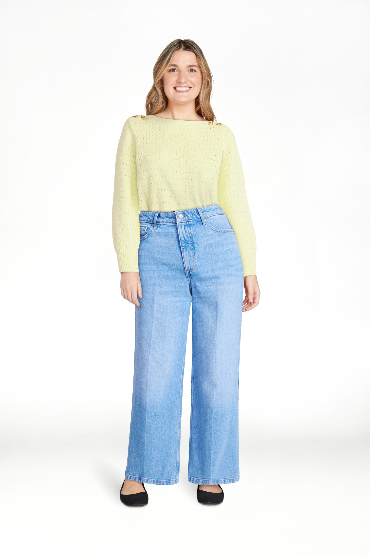 Free Assembly Women's High Rise Relaxed Wide Leg Jeans with Front Crease, Sizes 0-20 | Walmart (US)