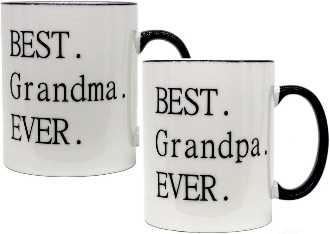 Mecai Coffee Mugs-Best Grandma/grandpa ever -11 OZ ceramic Coffee Mugs set of 2- Novelty Birthday... | Amazon (US)