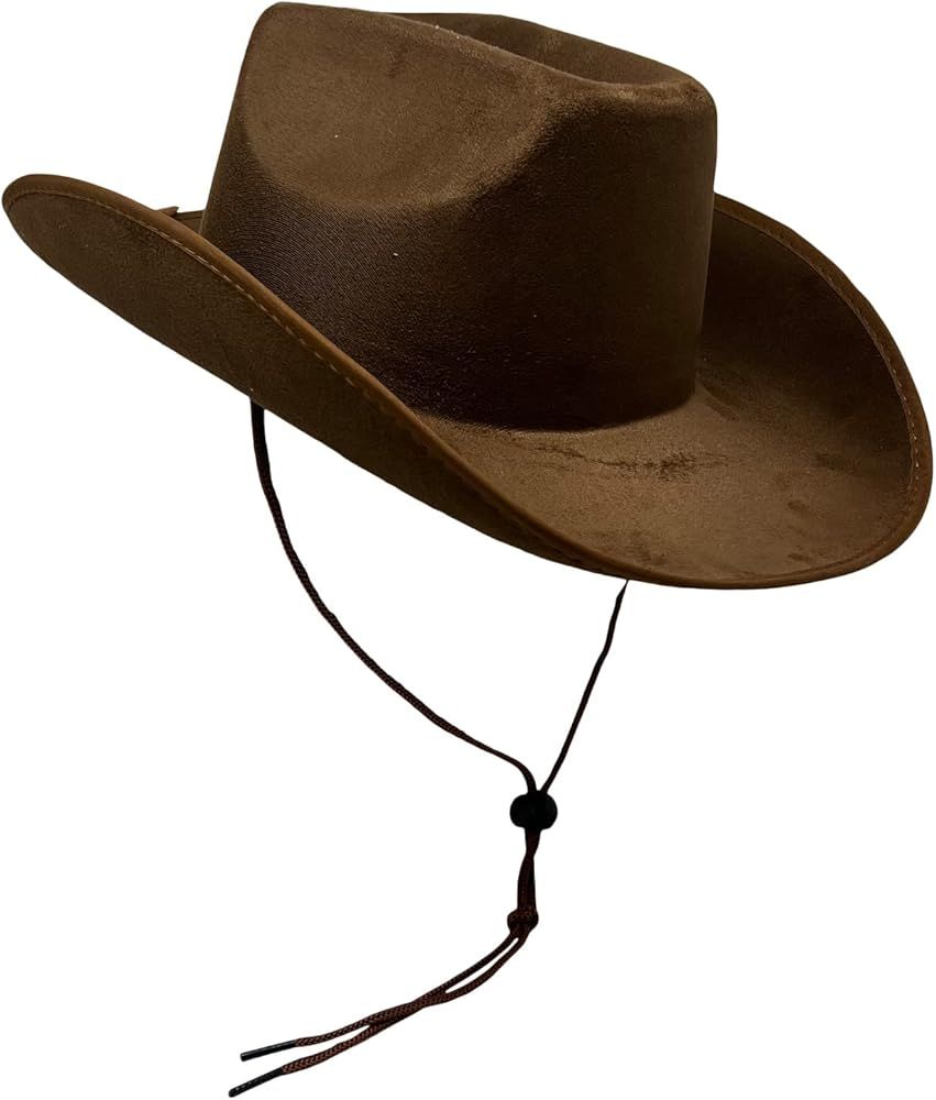 Adult Dark Brown Felt Cowboy Hat with Chin Strap ,Brown ,One Size | Amazon (US)