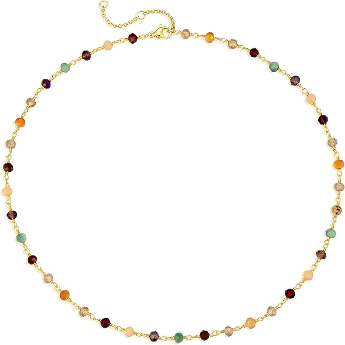 MTMY Beaded Necklaces for Women 14K Gold Plated Beaded Pearl Choker Necklace Boho | Amazon (US)