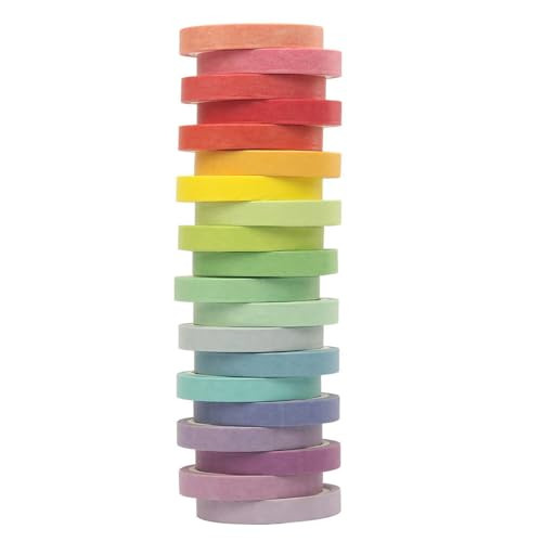 20 Rolls Washi Tape Set, Rainbow Washi Tape Colorful Masking Tape 7.5mm Wide, Thin Decorative Tape for Bullet Journal, Book, Planner, Scrapbooking, DIY Arts Crafts | Amazon (US)