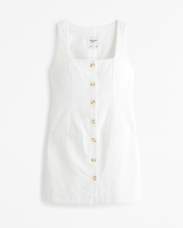 The A&F Mara Squareneck Linen-Blend Vest Mini Dress | Abercrombie & Fitch (US)