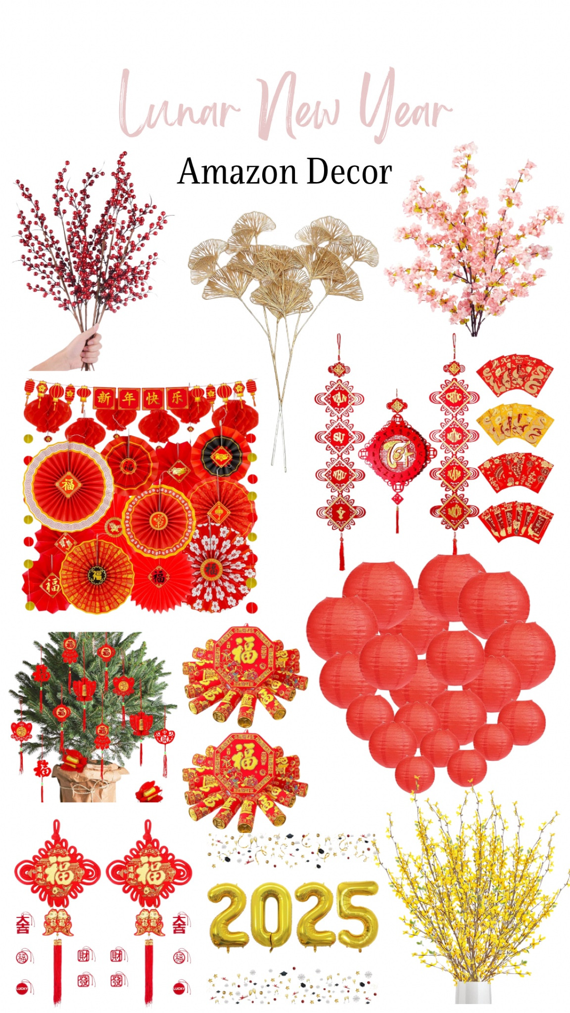  Lunar New Year - Amazon Decor!

Chinese lunar new year, Vietnamese Lunar New Year Decorations 2025 , Artificial Flowers, Hanging Ornaments, Chinese Red Lanterns Oriental Hanging Lucky Paper Fans, red envelopes, 2025 Gold Foil Number balloons 


#LTKSeasonal #LTKHome #LTKParties