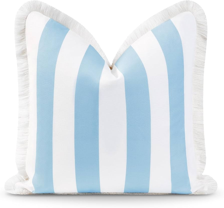 Hofdeco Premium Coastal Hampton Style Patio Indoor Outdoor Pillow Cover Only, 20"x20" Water Resis... | Amazon (US)