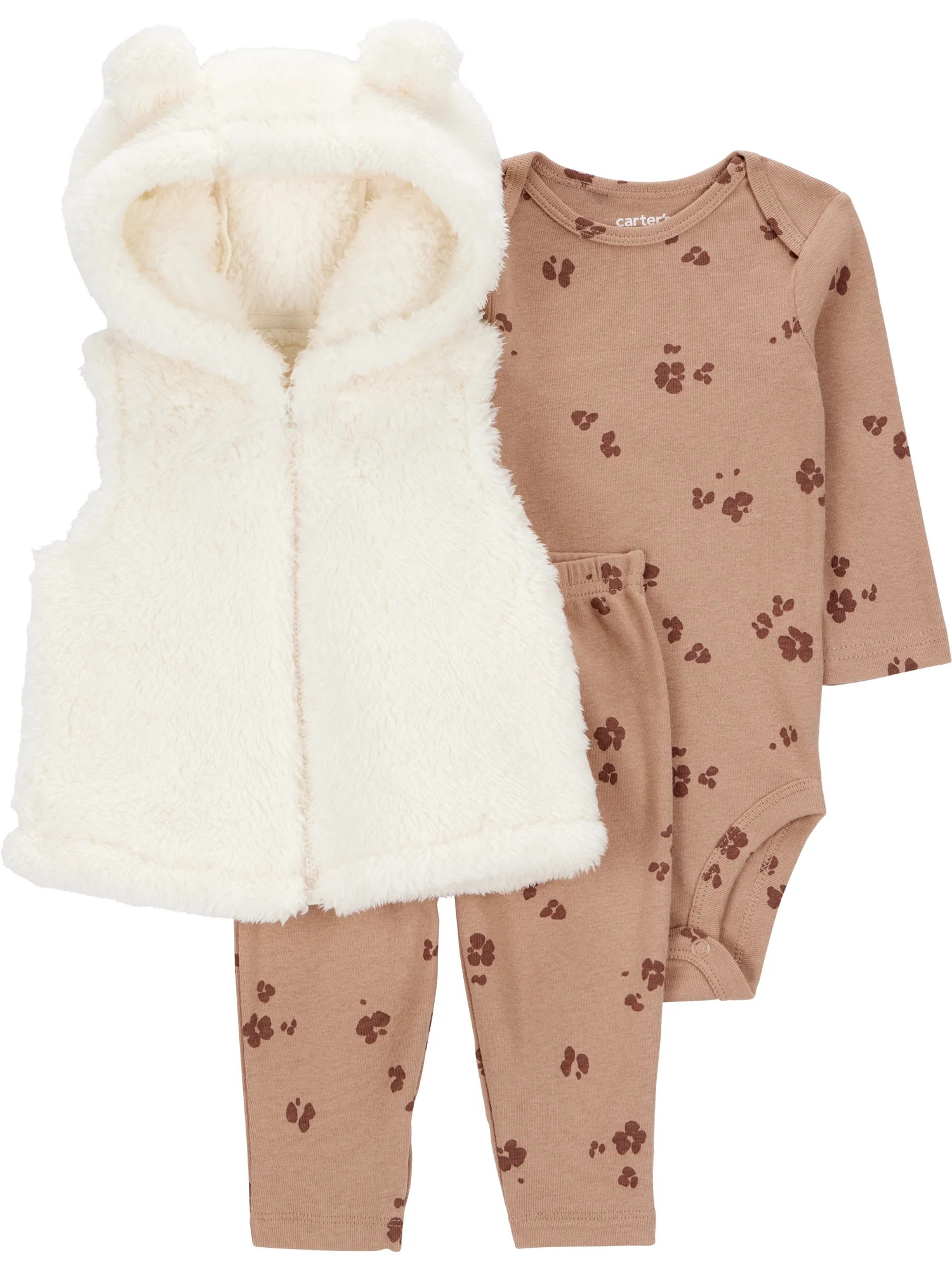 Carter's Child of Mine Baby and Toddler Girl Vest Outfit Set, 3-Piece, Sizes 0/3-24 Months | Walmart (US)