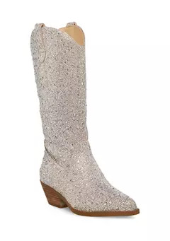 Betsey Johnson Dalas Rhinestone Western Boots | Belk