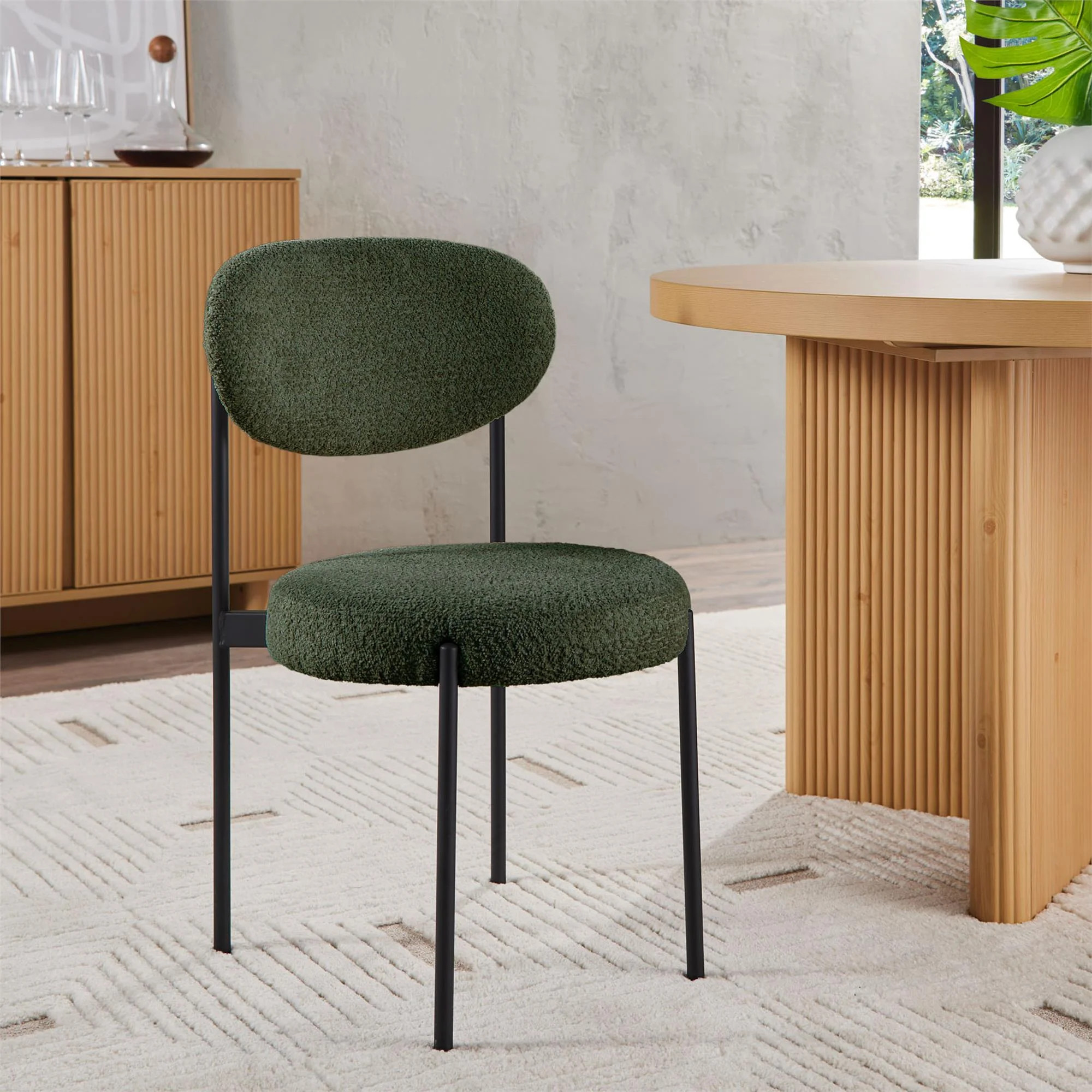 Better Homes & Gardens Boucle Dining Chairs, Olive, 2 Pack | Walmart (US)