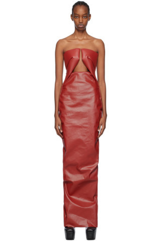 Red Prong Denim Maxi Dress | SSENSE