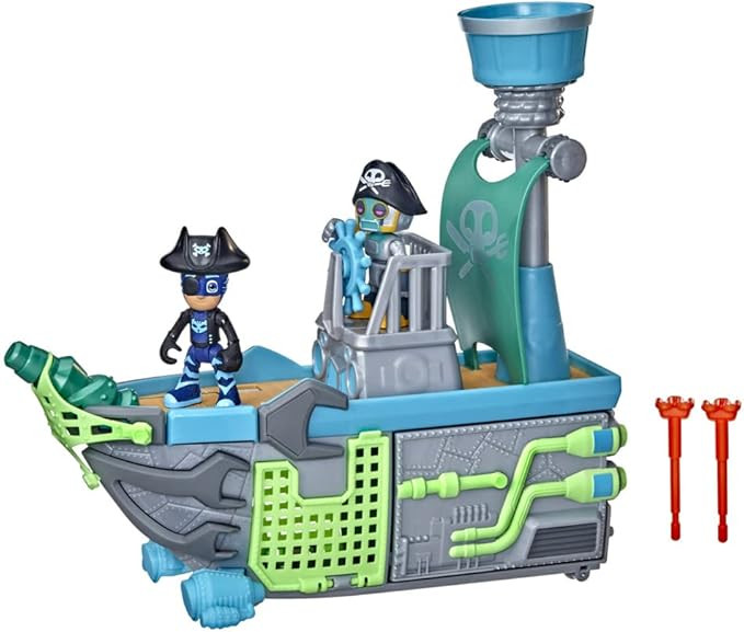 PJ Masks Sky Pirate Battleship Preschool Toy, Vehicle Playset with 2 Action Figures, Projectile L... | Amazon (US)