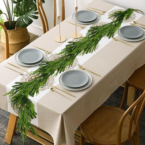 1 Pack Christmas Real Touch Norfolk Pine Garland, 15 Ft Artificial Faux Greenery Garlands for Man... | Amazon (US)