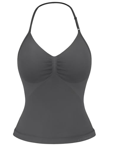 YEOREO SoftHue Impact Longline Strappy Top Women's Halter Workout Tank Tops Backless Gym Longline with Adjustable Strap Dark Grey | Amazon (US)