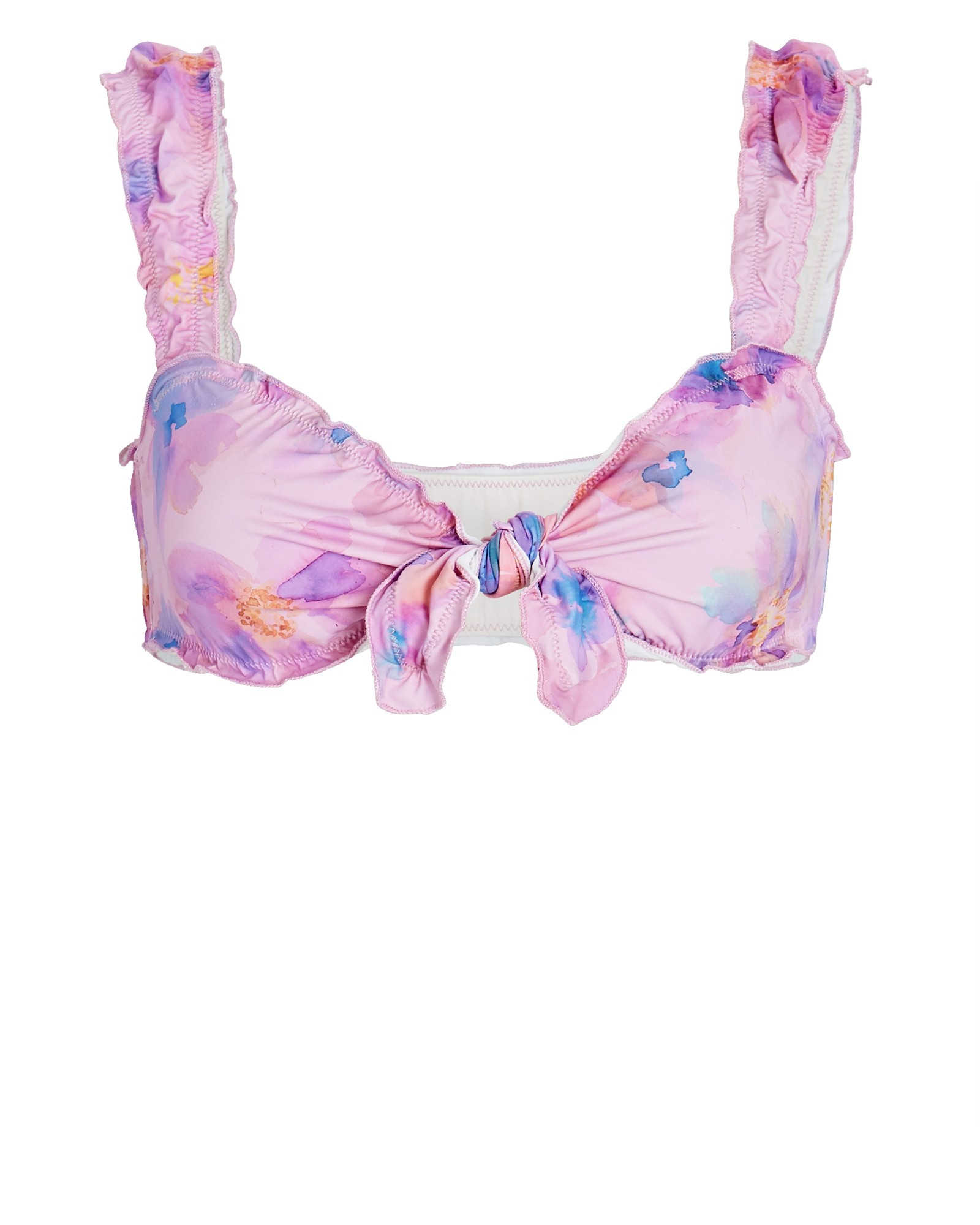 Frankies Bikinis Colby Watercolor Bikini Top, Light Purple M | INTERMIX