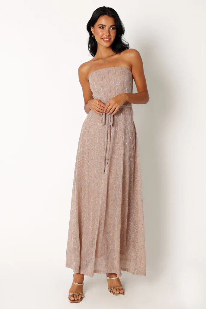 Farley Strapless Maxi Dress - Rose Gold Stripe | Petal & Pup (US)