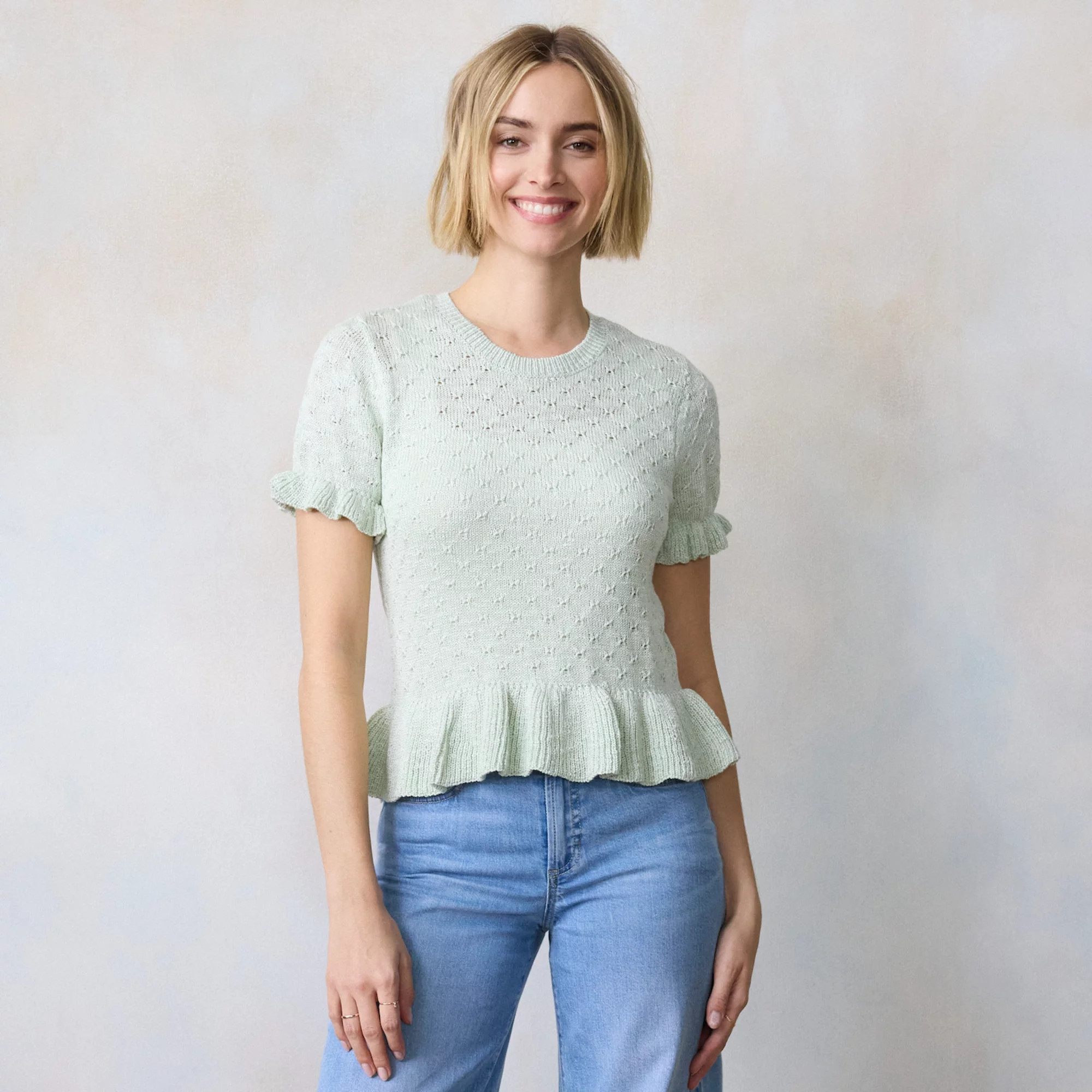 Women's LC Lauren Conrad Flutter Peplum Sweater Tee | Kohl's