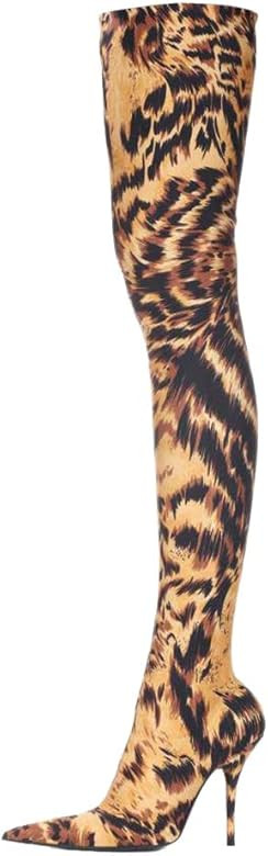 Themost Stretch Thigh High Boots Womens Sequin Over Knee High Boot Pointed Toe High Heel Booties | Amazon (US)