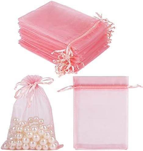 100PCS 5x7 Inches Blush Pink Organza Drawstring Bags Gift Favor Bags Mesh Jewelry Pouches Sachet ... | Amazon (CA)