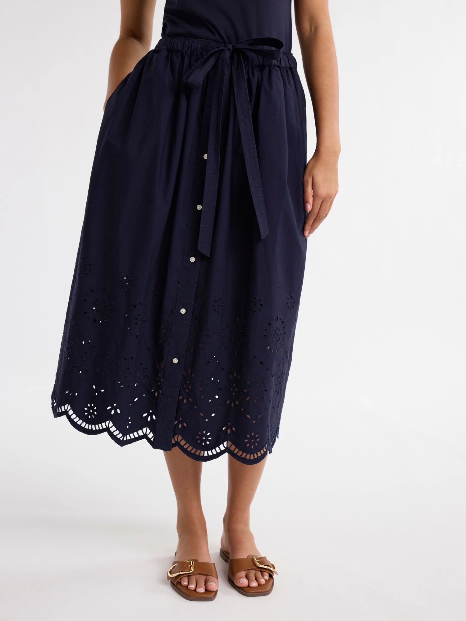 Free Assembly Women's and Women's Plus Cotton Eyelet Midi Skirt, Sizes XS-4X | Walmart (US)