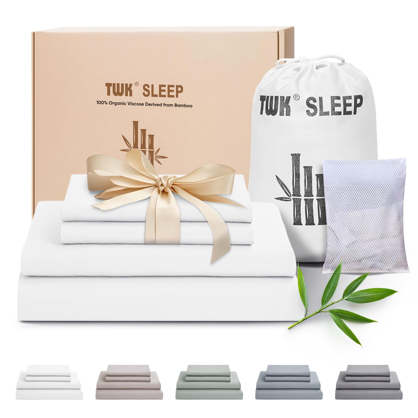 TWK Luxury Sheet Set, Genuine 100% Organic Viscose Derived from Bamboo, Cooling & Breathable, Sil... | Amazon (US)