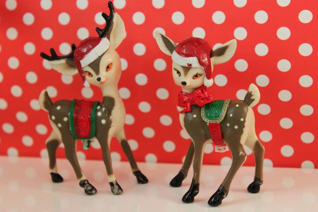 Retro Reindeer Toppers / Holiday Reindeer Set / Christmas Reindeer  (Set of 2 deer) | Etsy (US)