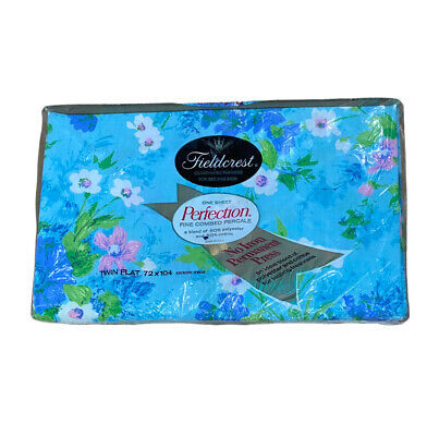 VTG NIP FIELDCREST PERFECTION - CHANSON BLUE FLORAL TWIN FLAT PERCALE SHEET | eBay AU