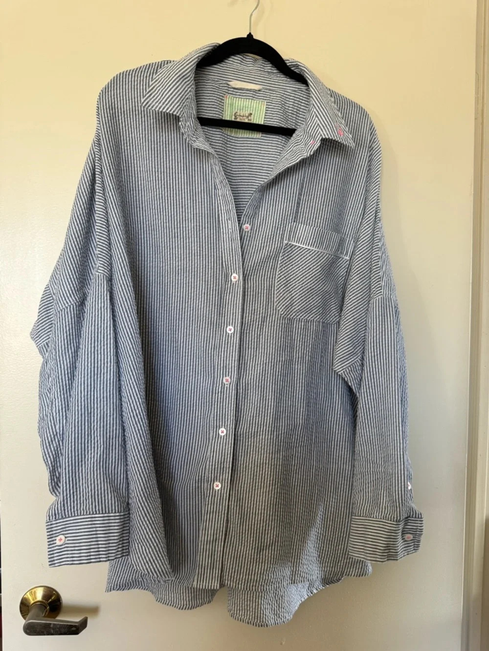 Free People Intimately Cloud Nine Lounge Shirt in Navy & White in Size Large EUC | Poshmark