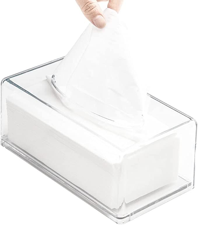 Square Clear Acrylic Tissue Box, Box Covers Rectangular, Bathroom Facial Napkin Box Holders, Tabl... | Amazon (US)