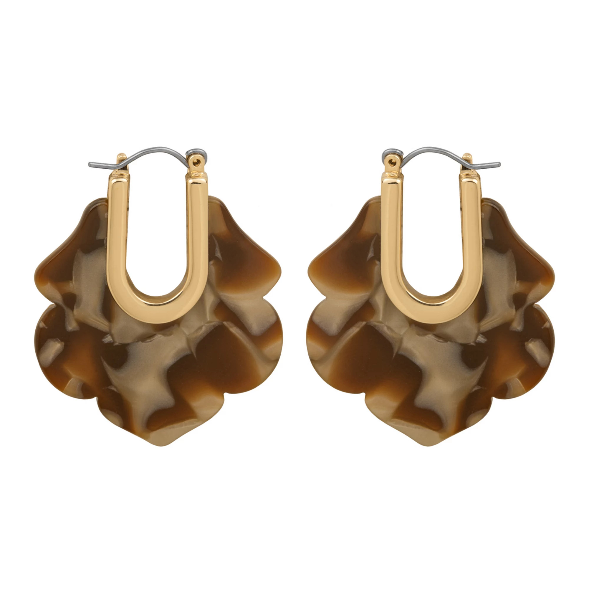 Emberly Gold Tone Tort Hoop Earrings, Women's, Brown | Kohl's