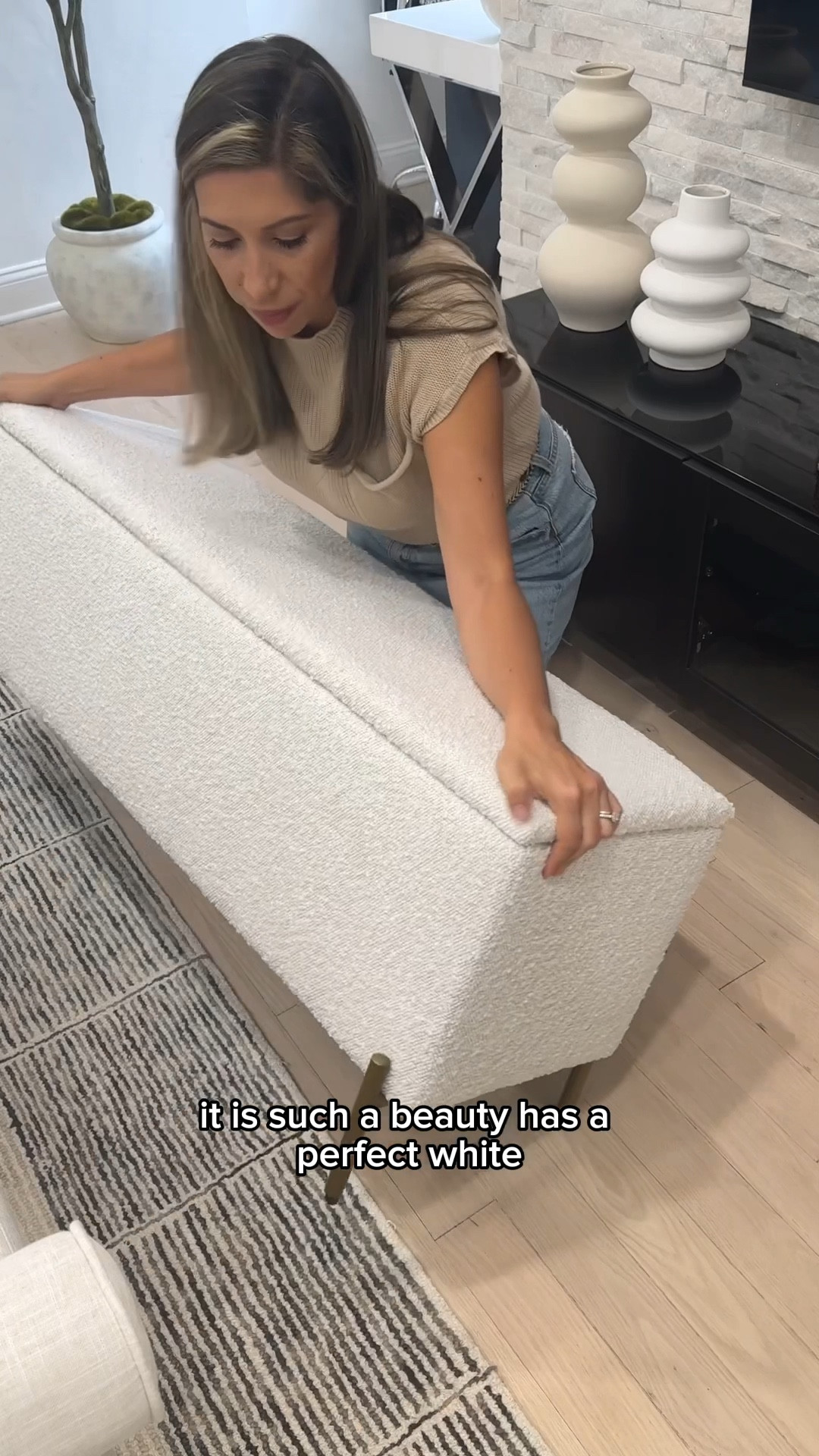 The most perfect, aesthetic and affordable storage bench does exist l! 🤍✨

The quality, the texture and the metal brass legs is screaming high end design but for a fraction of the price. 

Comment “shop” and I’ll send you a link! 🤎


#LTKStyleTip #LTKHome #LTKxNSale