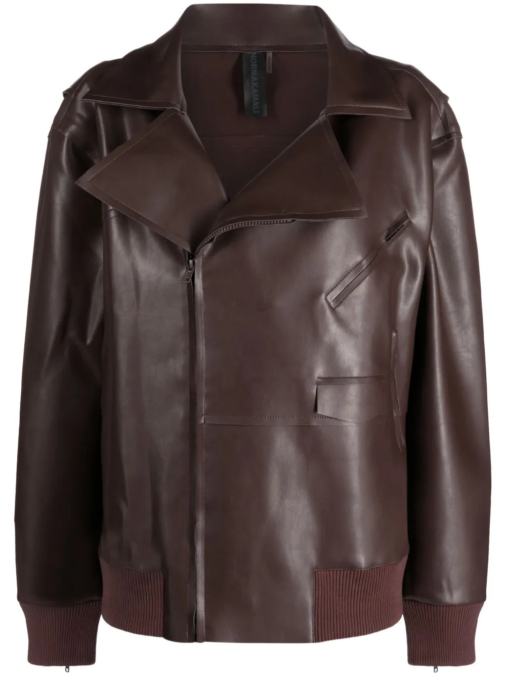 Norma Kamali Oversized zip-up Biker Jacket | Brown | FARFETCH | Farfetch Global