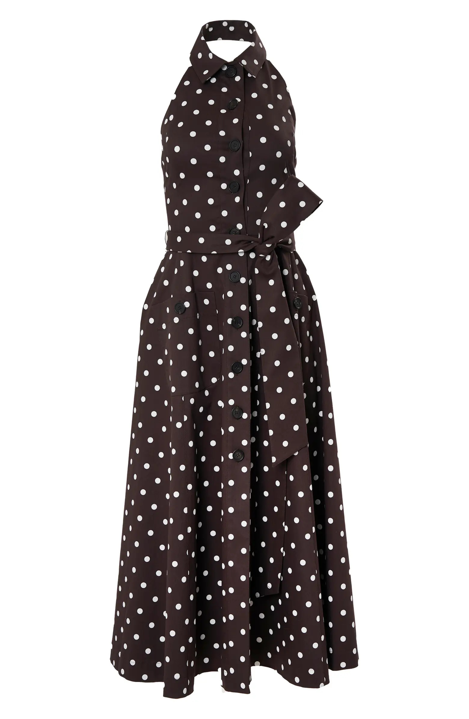 Polka Dot Halter Neck Midi Shirtdress | Nordstrom