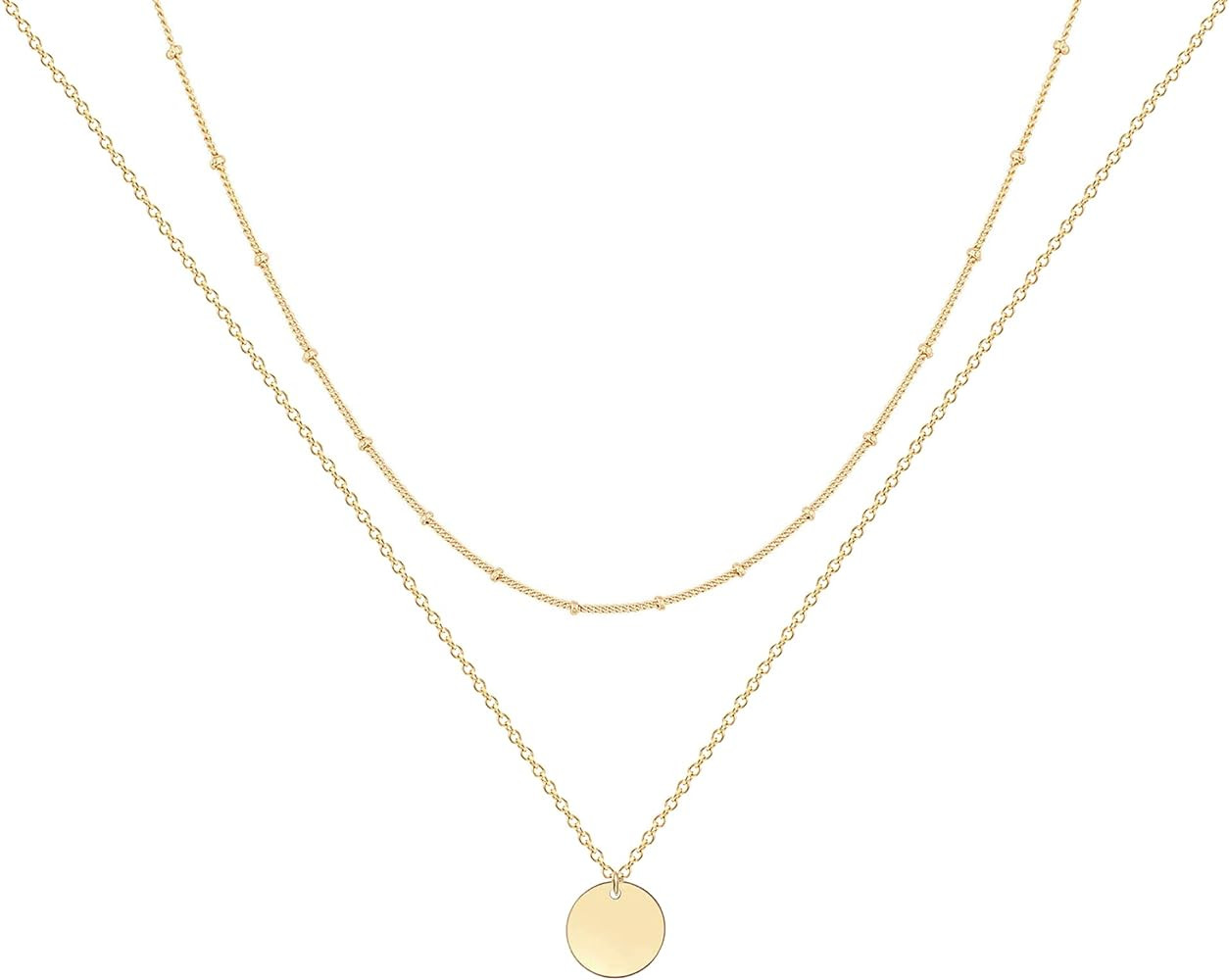 Ava Riley Layered Necklace Dainty Disc Chokers Necklace 14K Real Gold Plated Layering Necklaces J... | Amazon (US)