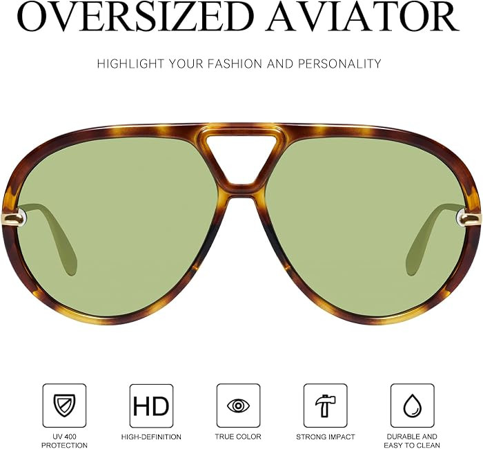 mosanana Trendy Oversized Aviator Sunglasses for Women Retro Style MS52478 | Amazon (US)