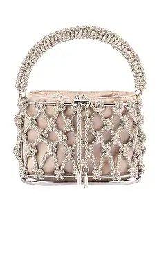 olga berg Amelia Crystal Cage Bag in Natural from Revolve.com | Revolve Clothing (Global)