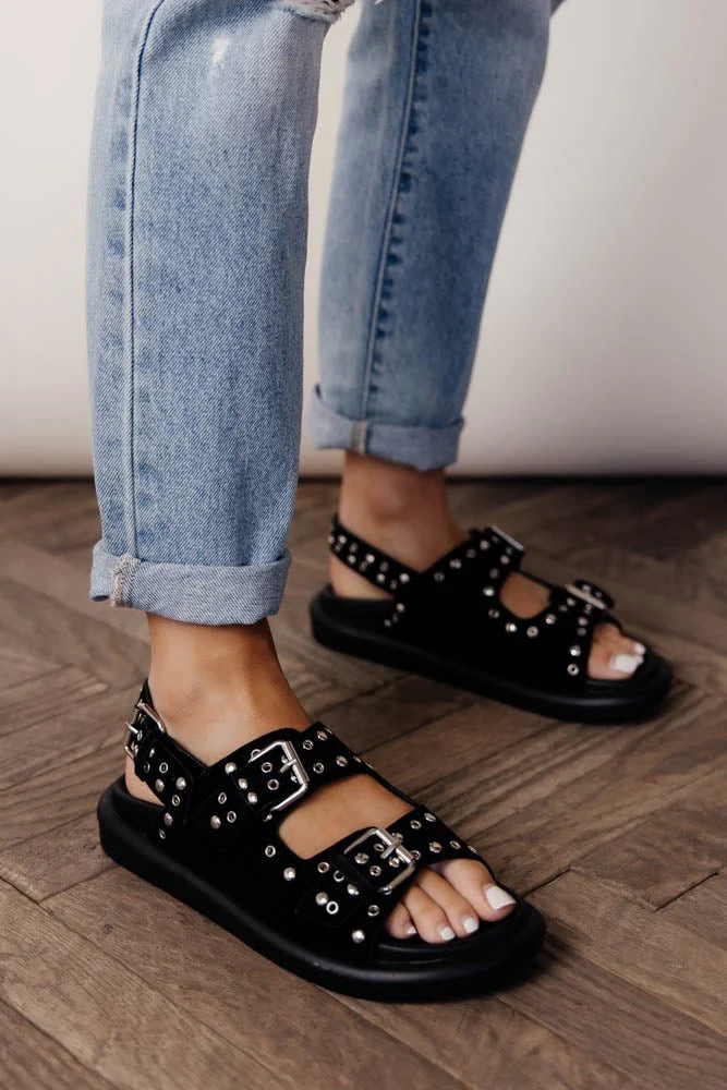 Zaya Buckle Sandals in Black - 5.5 / Black - böhme | Böhme US