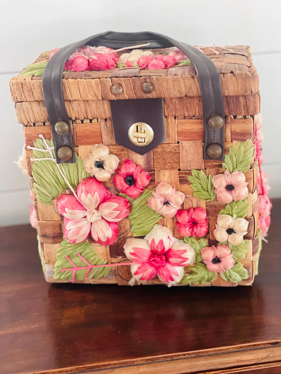 Vintage Wicker and Straw Purse With Floral Embellishments, Made in the Philippines, Retro Handbag... | Etsy (US)