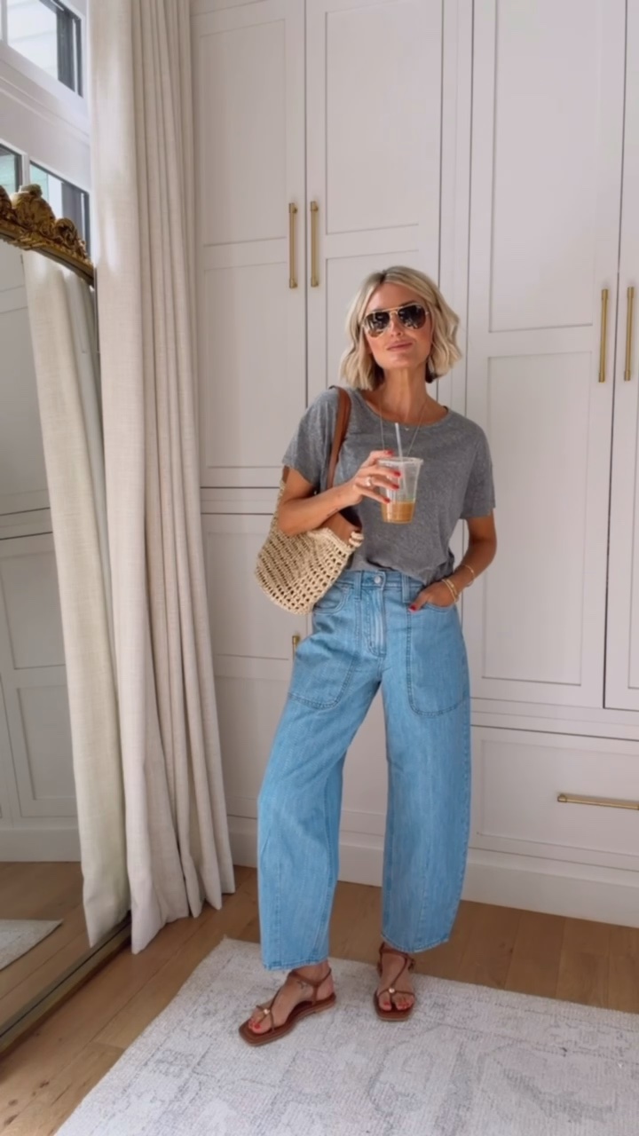 How cool are these barrel jeans?! So affordable and they seriously look designer! Love the utility pocket detail. Wearing M/4

Loverly grey, how to style grey tee, how to style barrel jeans, grey t shirt outfit ideas, capsule wardrobe, neutral outfit, everyday casual style

#LTKSeasonal