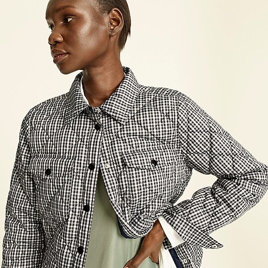 Quilted puffer shirt-jacket with PrimaLoft® in plaid | J.Crew US