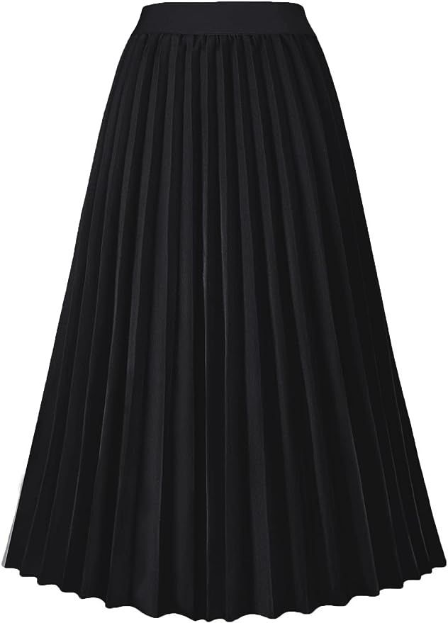 GOLDSTITCH Women's High Waist Pleated Skirt A line Swing Midi Skirt | Amazon (US)