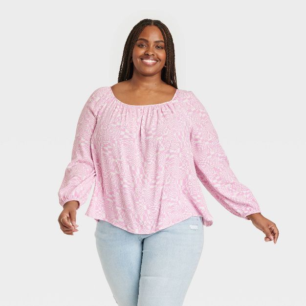 Women's Plus Size Balloon Long Sleeve Blouse - Ava & Viv™ | Target