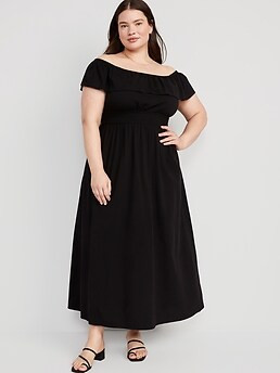 Waist-Defined Ruffled Off-The-Shoulder Smocked Maxi Dress for Women | Old Navy (US)