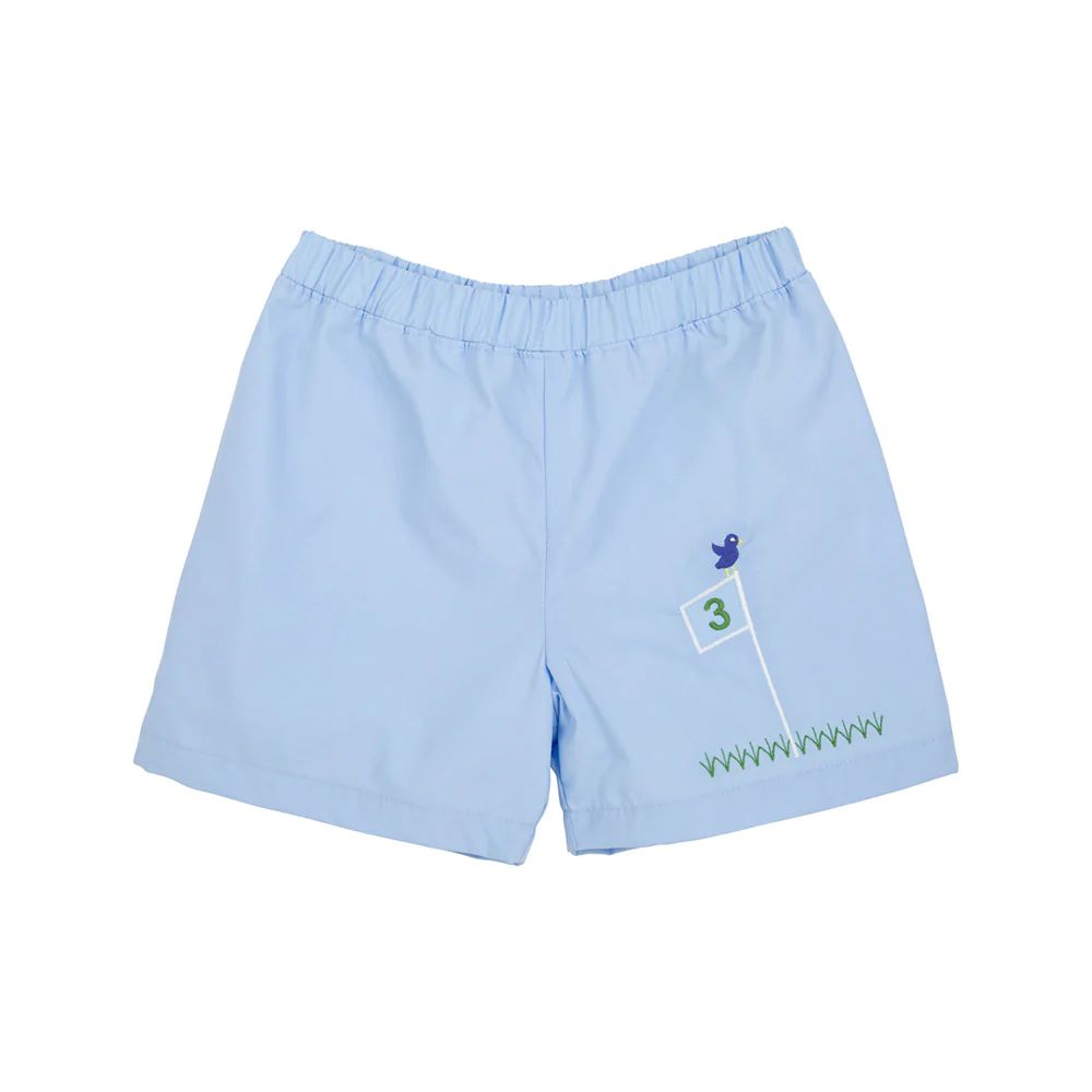 Shelton Shorts - Beale Street Blue with Golf Applique & Worth Avenue White Stork | The Beaufort Bonnet Company